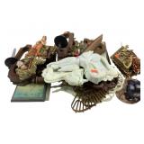 Copper brass autumn leaf and mushroom wall decor.