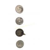 (4) Kennedy Half Dollars 1958, 1966, 1967, 1976