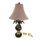 Tole Lamp with Fruit & Palm Leaves with Red &