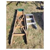 Wooden 5 foot ladder, metal 29 inch step stool,