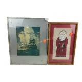 NC Wyeth style lithograph print in frame. Framed