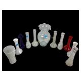 Glass vase assortment, fair to good condition.