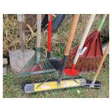 Rakes, shovel, push broom