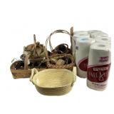 Wicker baskets of all sizes. Seven rolls of paper