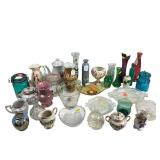 Glass and ceramic vase creamers and sugars,