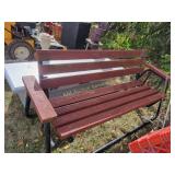 Rocking outdoor bench, 71Wx33Hx17D, paint chipped