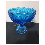 Blue Glass Moon and Stars Compote