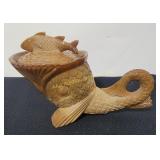 Greentown Glass Fish-Shaped Covered Dish in A