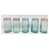 Blue glass spice jars 5