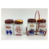 Dutch milk glass spice jars