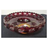 Amberina Glass Bowl with Open Lace Edge  This