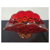 Amberina Glass Moon and Stars Pedestal Bowl