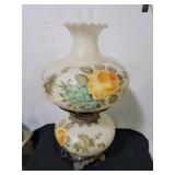 Lamp, chimney cracked Hand-Painted Floral Glass