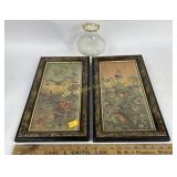 Art deco frame with bird pictures. Glass globe.