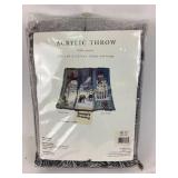 Acrylic throw new old stock seasons greetings.