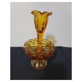 Amber Glass Moon and Stars Epergne Vase