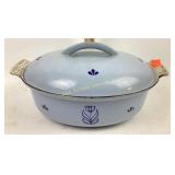 Holland enameled cast Iron Blue Tulip Dutch oven