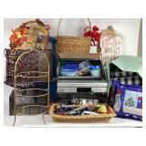 Golden 3 tier dessert stand, metal bread box,