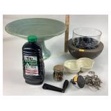 Out Door patio fire bowl and tiki fluid. Tabletop