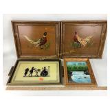 Victorian style Serving tray, wooden bird