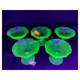 [5] Uranium Ruffle Rim sorbet glasses, need