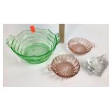 Uranium glass ocean wave basket, pink depression