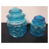 Blue Glass Moon and Stars Canisters