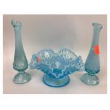 [2] Fenton Opalescent Blue hobnail sung Vases,