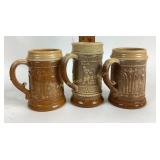 [3] Greentown Chocolate Slag glass steins