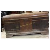 Classic wooden trunk with dark brown finish and