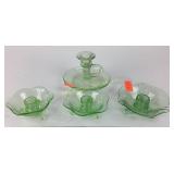 [2] Fenton Uranium Glass 3 footed candle holders,