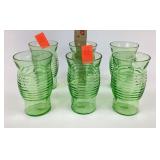 [6] Uranium glass circle green juice glasses