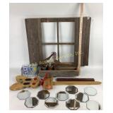 Wood window frame planter, 28Hx31Wx7D, mirrored