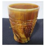 Greentown Slag Glass Flowerpot with Grape and