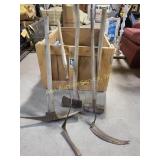 Wood Handled Sickles, Axe, Sledge Hammer, Pick