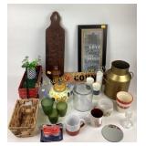 Decorative red wagon, Earthenware  tea pot, eagle