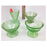 Cherry Blossom Etched Uranium glass footed