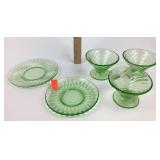 [3] Uranium glass spiral Swirl dessert cups, [2]