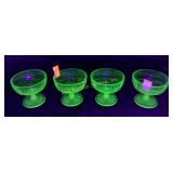 [4] Uranium glass sorbet footed cups