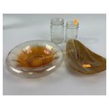 Slag glass dish, iridescent bowl, jumbompeanut