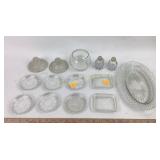 Clear glass, candwick salt and pepper shakers.