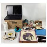 Cookie jar.  Chess game, Vinyl  records, Compact