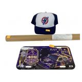 Cubs baseball cap. Winston cup posters, crown