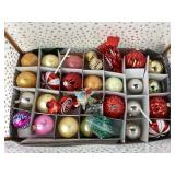 Christmas ornaments plastic, glass and handmade.