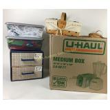 Crafting items, baskets. Totes, sticker gems.