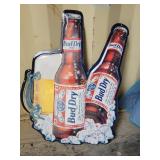 Bud Dry Beer metal sign, 26Hx19W