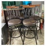 Set of Four Metal Bar Stools with Cushioned S