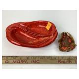 MCM speckled ashtray, foot ashtray with chip on