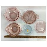 Depression, glass bowls, and trays. Clear glass