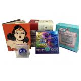 Books, cook books. Curtains. Cowboys ornament.